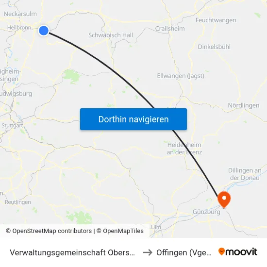 Verwaltungsgemeinschaft Obersulm to Offingen (Vgem) map
