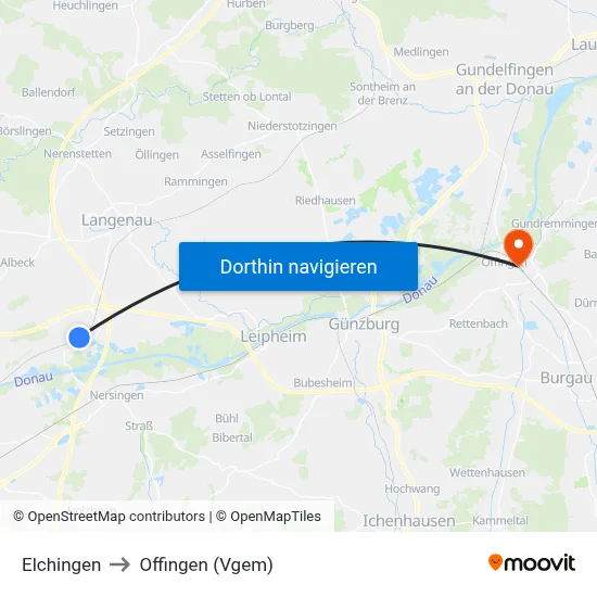 Elchingen to Offingen (Vgem) map