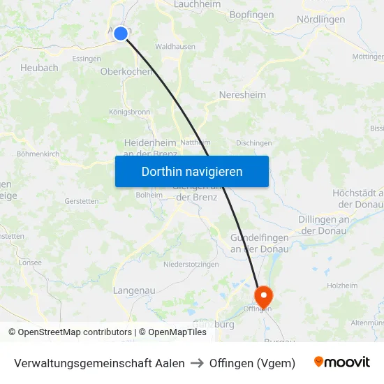 Verwaltungsgemeinschaft Aalen to Offingen (Vgem) map