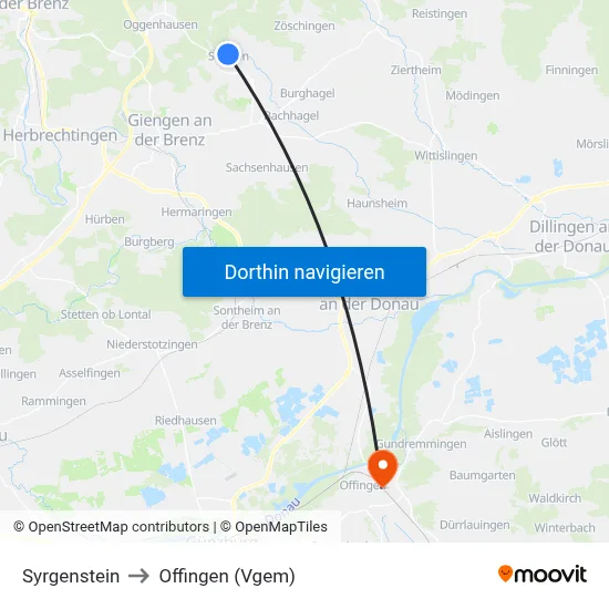 Syrgenstein to Offingen (Vgem) map