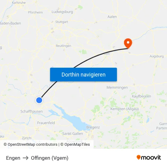 Engen to Offingen (Vgem) map