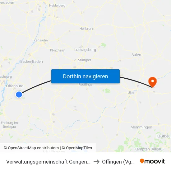 Verwaltungsgemeinschaft Gengenbach to Offingen (Vgem) map