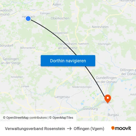Verwaltungsverband Rosenstein to Offingen (Vgem) map