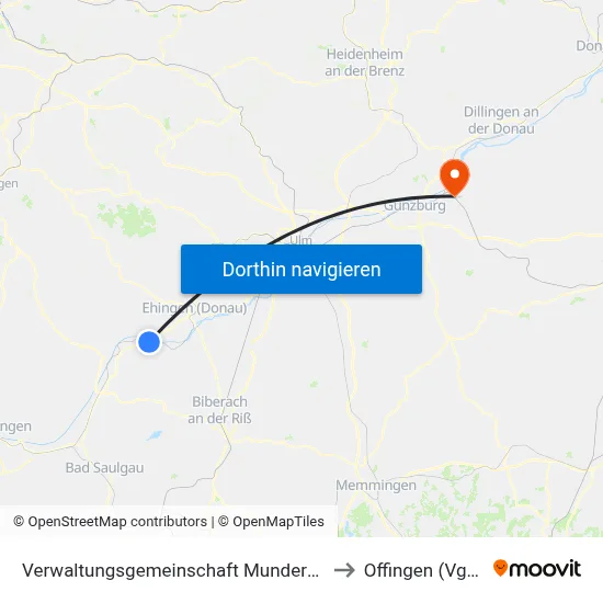 Verwaltungsgemeinschaft Munderkingen to Offingen (Vgem) map