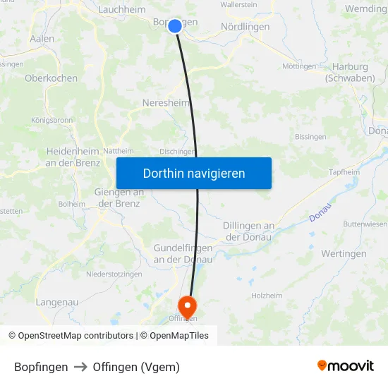Bopfingen to Offingen (Vgem) map