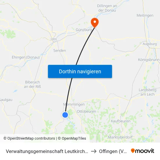 Verwaltungsgemeinschaft Leutkirch Im Allgäu to Offingen (Vgem) map