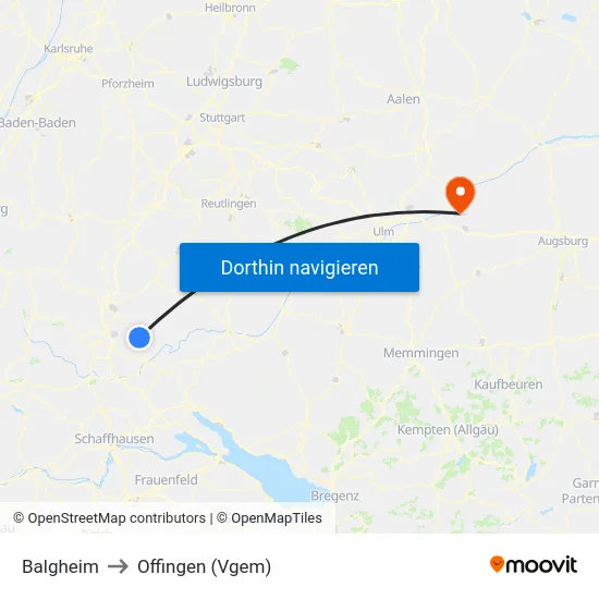 Balgheim to Offingen (Vgem) map