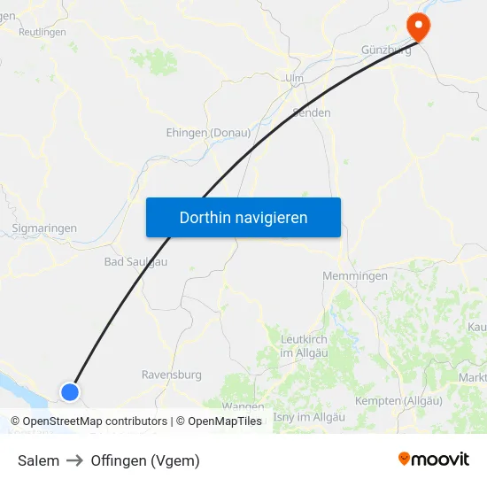 Salem to Offingen (Vgem) map