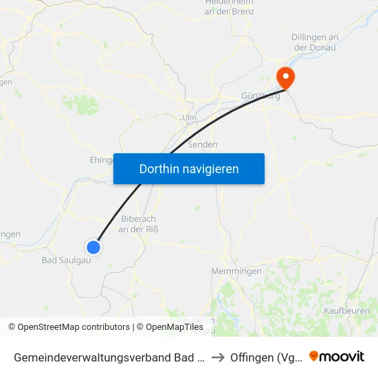 Gemeindeverwaltungsverband Bad Buchau to Offingen (Vgem) map