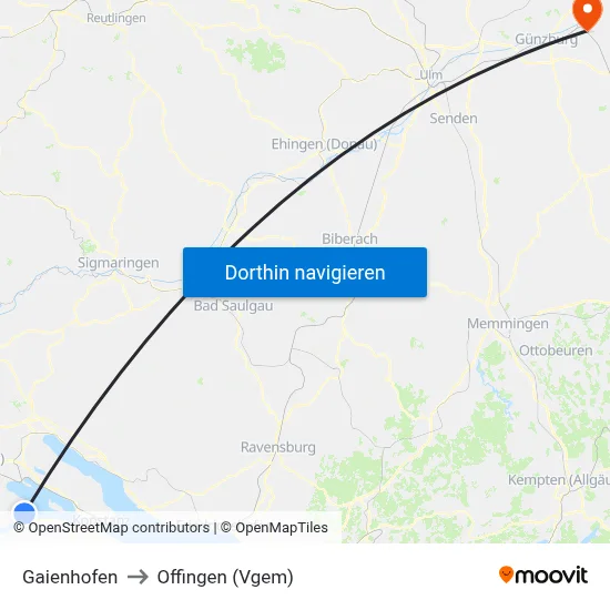 Gaienhofen to Offingen (Vgem) map