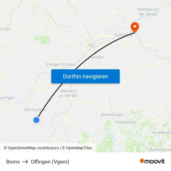 Boms to Offingen (Vgem) map