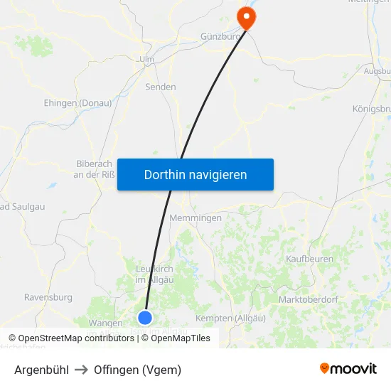 Argenbühl to Offingen (Vgem) map
