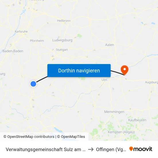 Verwaltungsgemeinschaft Sulz am Neckar to Offingen (Vgem) map