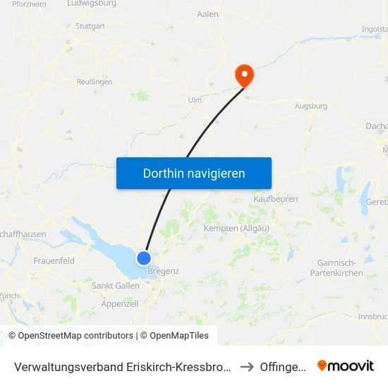 Verwaltungsverband Eriskirch-Kressbronn am Bodensee-Langenargen to Offingen (Vgem) map