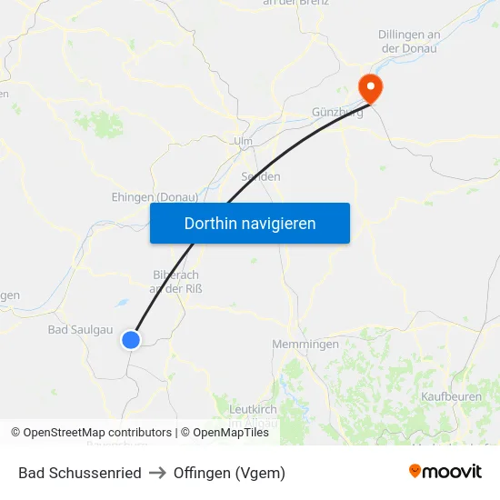 Bad Schussenried to Offingen (Vgem) map