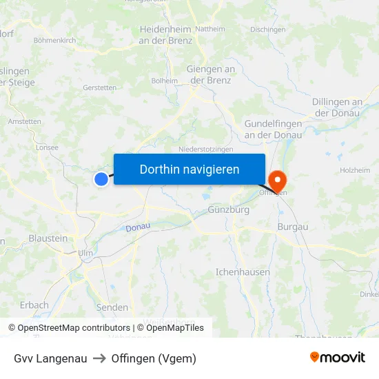 Gvv Langenau to Offingen (Vgem) map
