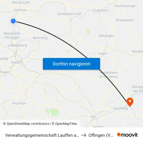 Verwaltungsgemeinschaft Lauffen am Neckar to Offingen (Vgem) map