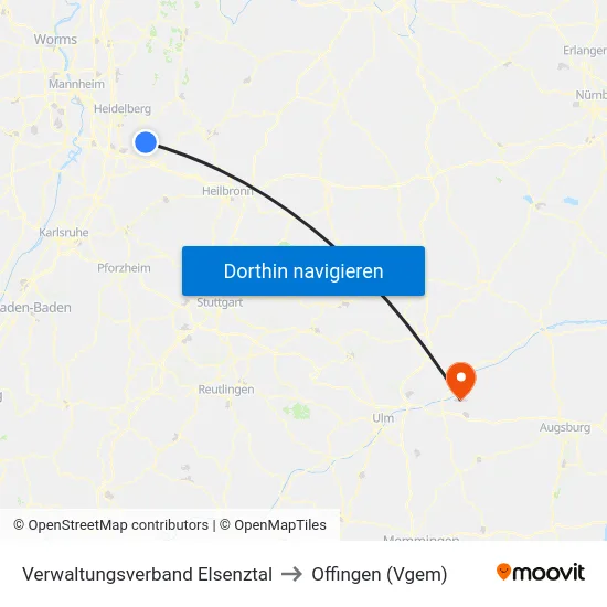 Verwaltungsverband Elsenztal to Offingen (Vgem) map