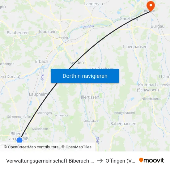 Verwaltungsgemeinschaft Biberach An Der Riß to Offingen (Vgem) map