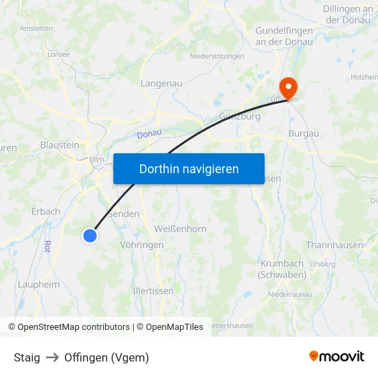 Staig to Offingen (Vgem) map