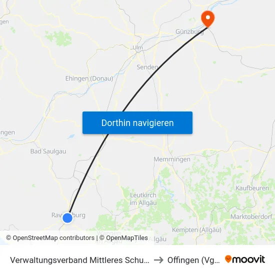Verwaltungsverband Mittleres Schussental to Offingen (Vgem) map