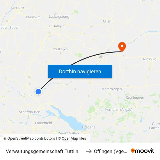 Verwaltungsgemeinschaft Tuttlingen to Offingen (Vgem) map