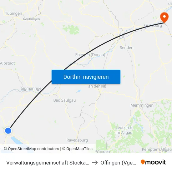 Verwaltungsgemeinschaft Stockach to Offingen (Vgem) map