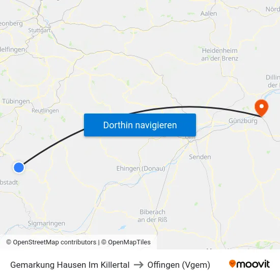 Gemarkung Hausen Im Killertal to Offingen (Vgem) map