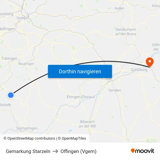 Gemarkung Starzeln to Offingen (Vgem) map