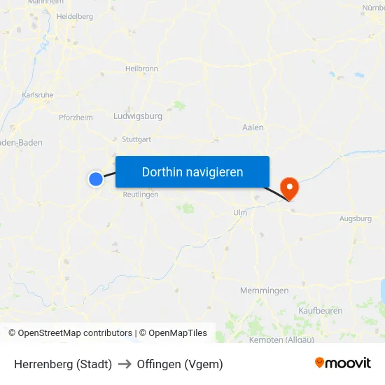 Herrenberg (Stadt) to Offingen (Vgem) map