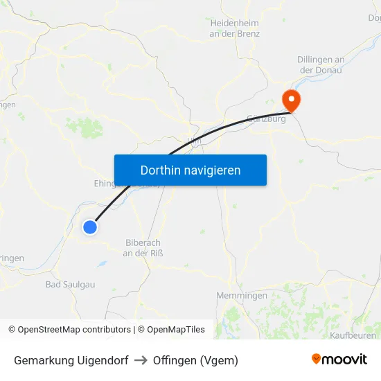 Gemarkung Uigendorf to Offingen (Vgem) map