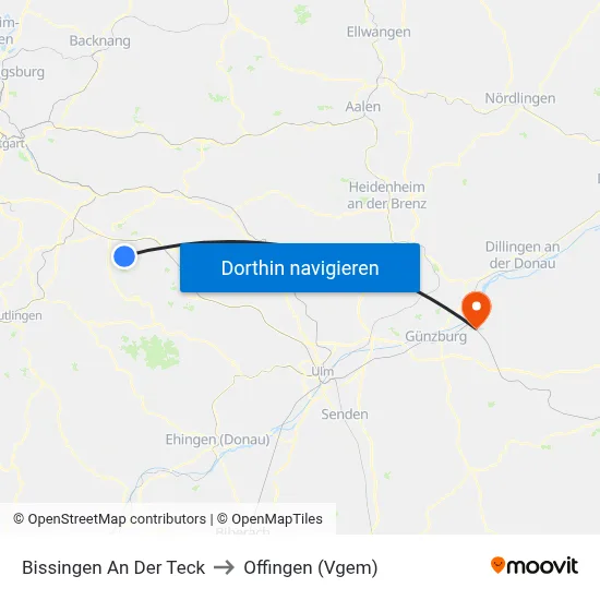 Bissingen An Der Teck to Offingen (Vgem) map