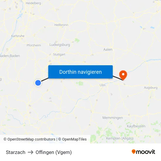 Starzach to Offingen (Vgem) map