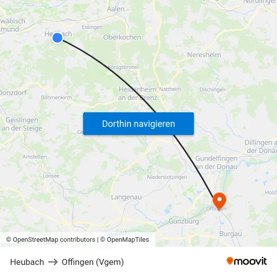 Heubach to Offingen (Vgem) map