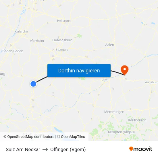 Sulz Am Neckar to Offingen (Vgem) map
