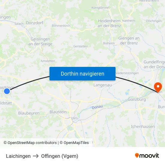 Laichingen to Offingen (Vgem) map