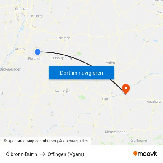 Ölbronn-Dürrn to Offingen (Vgem) map