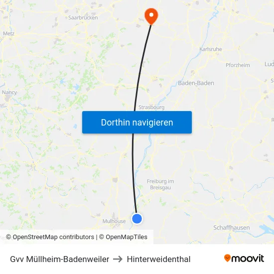 Gvv Müllheim-Badenweiler to Hinterweidenthal map