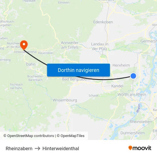 Rheinzabern to Hinterweidenthal map