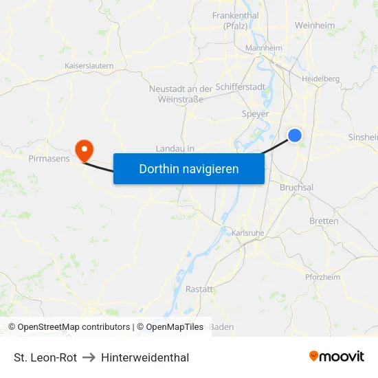 St. Leon-Rot to Hinterweidenthal map