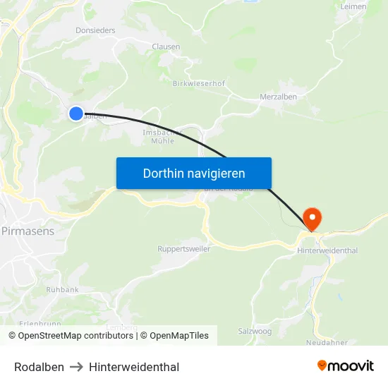 Rodalben to Hinterweidenthal map