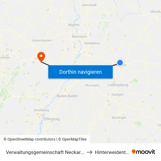Verwaltungsgemeinschaft Neckarsulm to Hinterweidenthal map