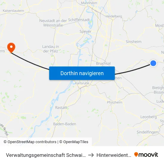 Verwaltungsgemeinschaft Schwaigern to Hinterweidenthal map