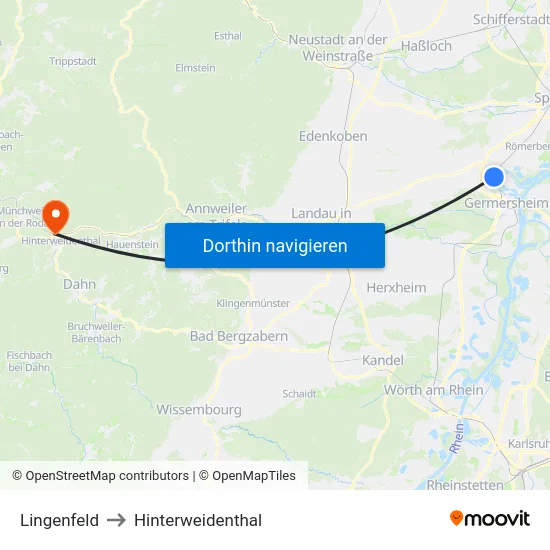 Lingenfeld to Hinterweidenthal map