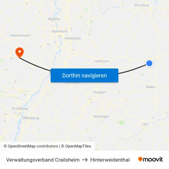Verwaltungsverband Crailsheim to Hinterweidenthal map