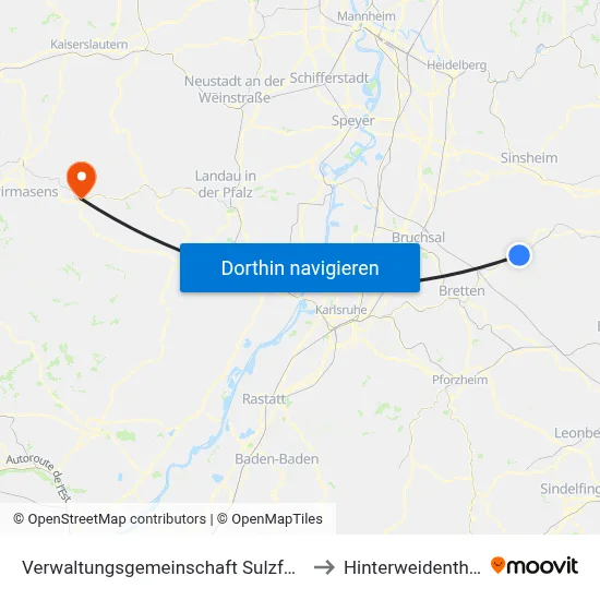 Verwaltungsgemeinschaft Sulzfeld to Hinterweidenthal map