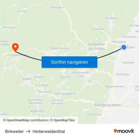 Birkweiler to Hinterweidenthal map