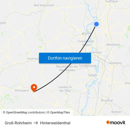 Groß-Rohrheim to Hinterweidenthal map