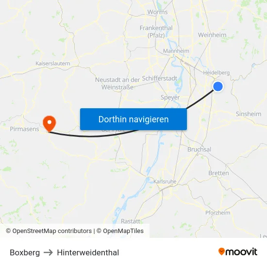 Boxberg to Hinterweidenthal map