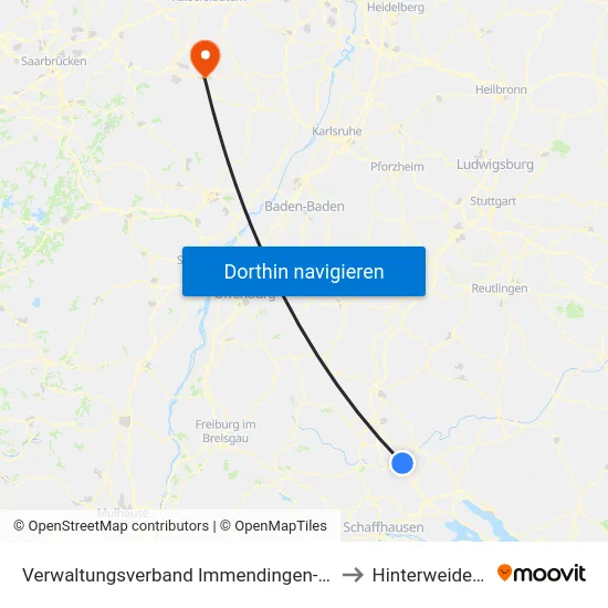 Verwaltungsverband Immendingen-Geisingen to Hinterweidenthal map